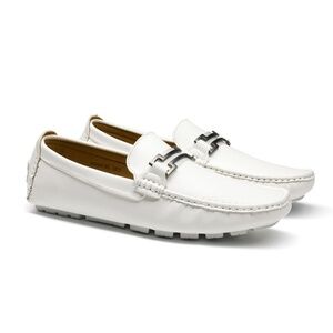 Bruno Marc Men's White Horsebit Moccasin Loafers - Size 8.5